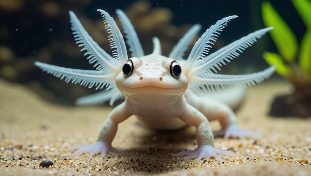 A Delightful Axolotl Peeking Through Aquarium Glass