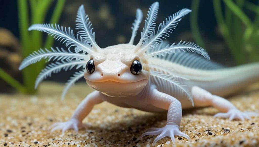 Aquarium Scene Featuring A Charming Axolotl