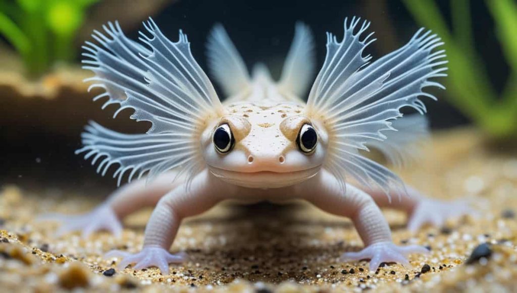 Artistic Rendering Of An Axolotl In An Aquarium