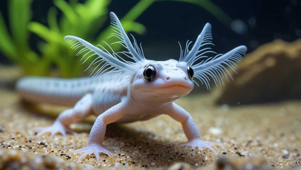 Digital Artwork Of An Axolotl Inside An Aquarium