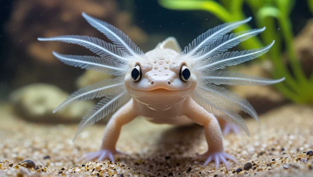 Picture Of An Axolotl Inside An Aquarium